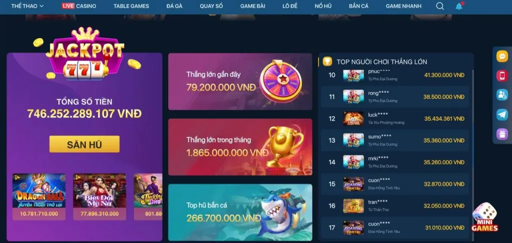 Hình ảnh minh họa game nổ hũ Jackpot lũy tiến